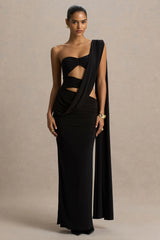 Nebula | Black Bandeau Maxi Dress With Body Cut-Out Details