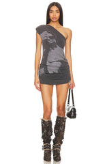 One Shoulder Graphic Dress