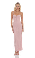 Lace Open Back Maxi Dress in Dusty Rose