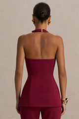 Tecla | Burgundy Button-Up Tailored Waistcoat