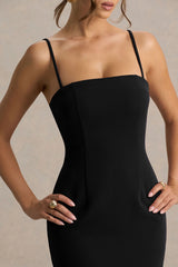 Baylor | Black Midi-Dress With Cape-Detail