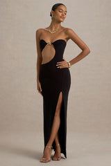 Feleicia | Black Sweetheart Cut-Out Maxi Dress With Split