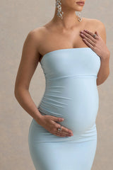 Juniper | Powder Blue Strapless Maternity Maxi Dress