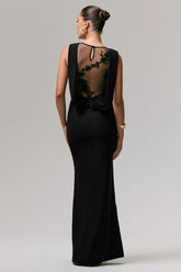 Maxie | Black High-Neck Maxi Dress With Back Detail
