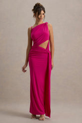 Storm | Hot Pink Asymmetric Maxi Dress With Cut-Out Details