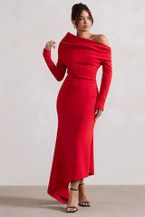 Lou | Red One-Shoulder Asymmetric Maxi Dress