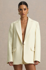 Katherine | Cream Plunge-Neck Tailored Blazer