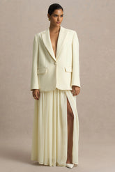 Spencer | Cream Chiffon Pleated Maxi Skirt