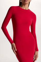 One Step Ahead | Red Long Sleeve Backless Fishtail Maxi Dress