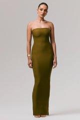 Angelie | Green Bandeau Bodycon Maxi Dress