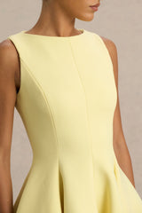 Gabrielle | Lemon High-Neck Mini Dress With Ruffling Detail