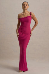 Lita | Hot Pink Twisted Asymmetric Maxi Dress