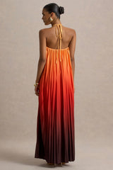 Anacapri | Orange Ombre Halter-Neck Backless Maxi Dress