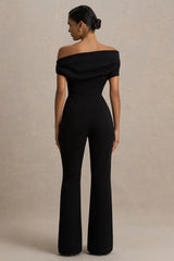 Alexandra | Black Asymmetric Draped Jumpsuit
