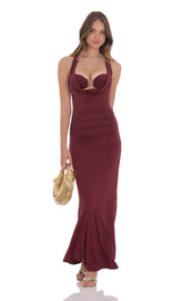 Sunny Two Piece Maxi Dress in Maroon