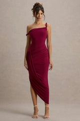 Angelique | Burgundy Twisted Asymmetric Maxi Dress