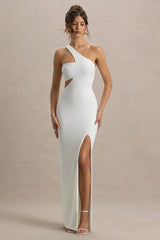 Matiya | White Asymmetric Cut-Out Split Maxi Dress