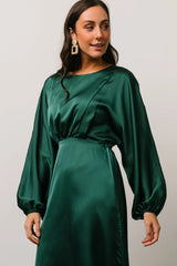 Balta Satin Midi Dress | Emerald