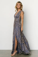 Arlene Shimmer Gown | Blue + Gold
