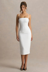 Baylor | White Midi-Dress With Cape-Detail