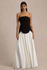 Wendy | Black And White Maxi Dress With Drop-Waist