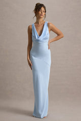 Alesso | Powder Blue Satin Cowl-Neck Maxi Dress