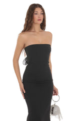 Back Bow Strapless Maxi Dress in Black