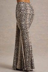 Vitality | Snake Print Ruched Drape Maxi Skirt