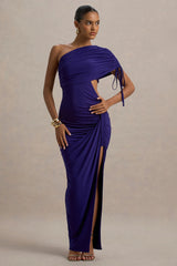 Trance | Blue Asymmetric Maxi Dress with Split