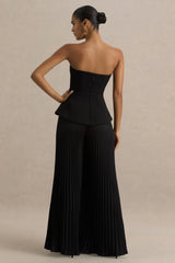 Feeling Good | Black Bandeau Jumpsuit With Pleated Trouser