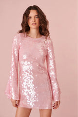 Annabella Sequin Bell Sleeve Mini Dress
