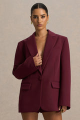 Katherine | Burgundy Plunge-Neck Tailored Blazer