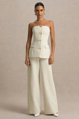 Zoey | Nude Bandeau-Neck Jumpsuit