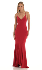 Open Back Maxi Dress in Red