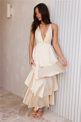 Golden Age Satin Maxi Dress Yellow