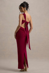 Venetia | Burgundy One-Shoulder Tie-Back Maxi Dress