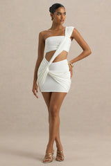 Wilma | White Asymmetric Micro-Mini Dress With Open-Back And Cut-Out Detail