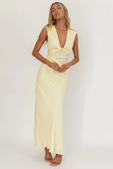 Sun Gaze Sheer Ruched Waist Maxi Dress Butter