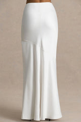 Lilah | Cream Satin Maxi Skirt