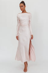 Loveland Long Sleeve Cowl Back Maxi Dress Pink