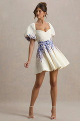 Tapia | Wisteria Print Linen Belted Mini Dress