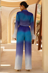 Last Light | Blue Ombre Satin Wide-Leg Trousers