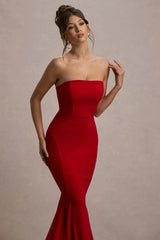 Impress Me | Red Strapless Bandeau Fishtail Maxi Dress
