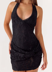 Axton Lace Mini Dress - Black
