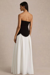 Wendy | Black And White Maxi Dress With Drop-Waist