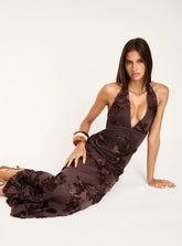 Rousseau Halter Maxi Dress Espresso