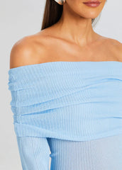 Galli Rib Knit Mini Dress Powder Blue