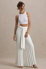 Eclipse | Cream Pleated Wide-Leg Trousers