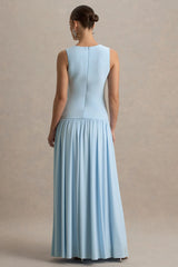 Outline | Powder Blue Maternity Maxi Dress With Draped Skirt