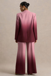 Enya | Cherry Ombre Plunge-Neck Satin Blazer